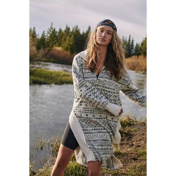 New Free People Hole In One Half Zip Pullover Sweater FP MOVEMENT $168 SMALL